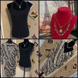 4 Piece Set: 2 NWT necklaces, NWOT NY & dress, Like New Venus Top